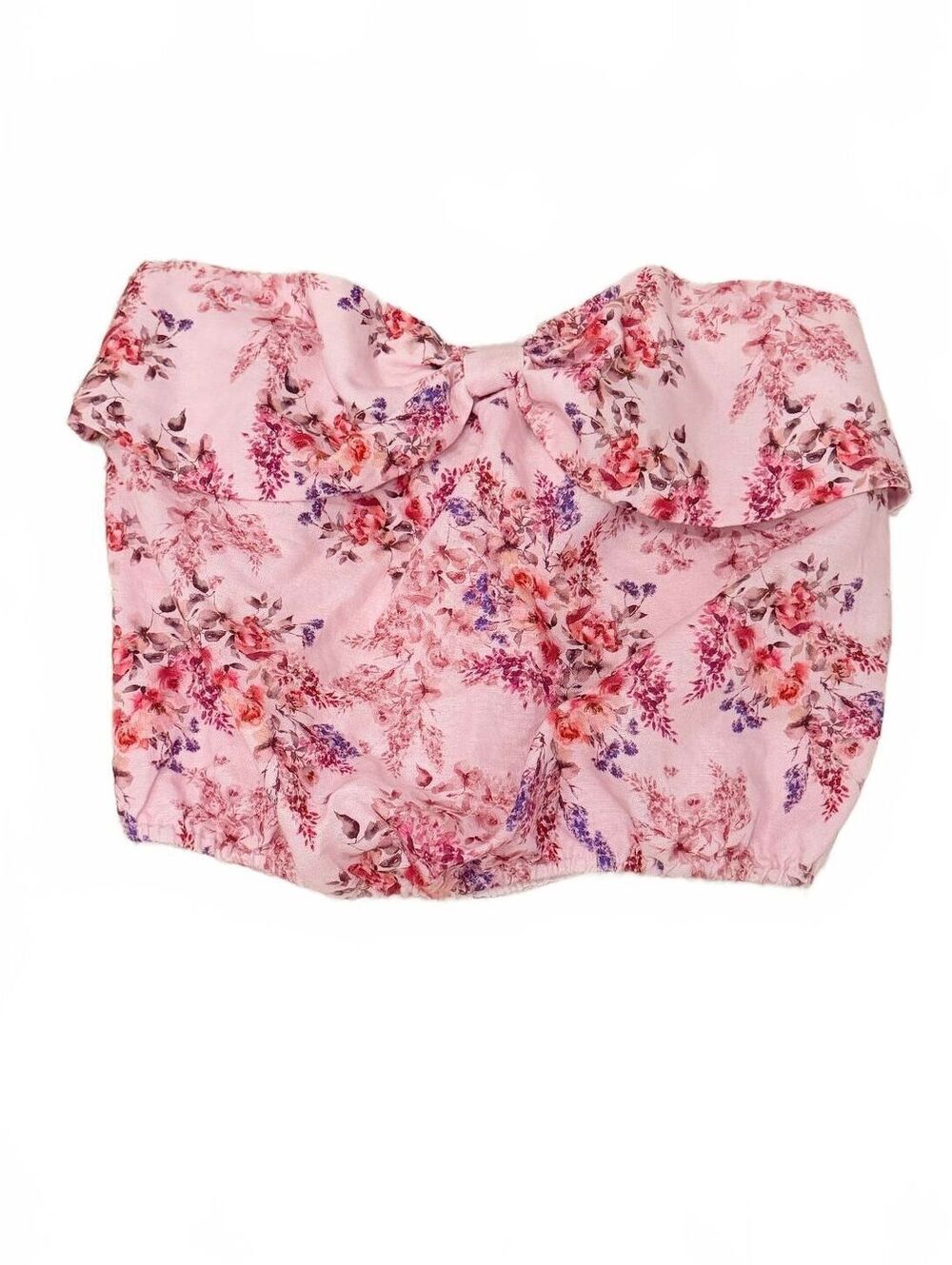CAMI NYC "Dedrah" Strapless Bow Crop Top Primavera Floral Print Medium